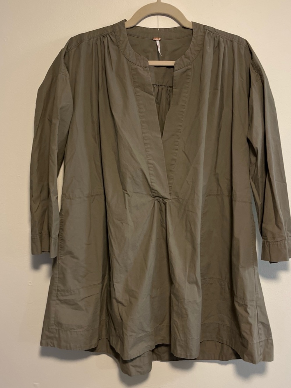 Free People Olive Green Long Sleeve Tunic Top
